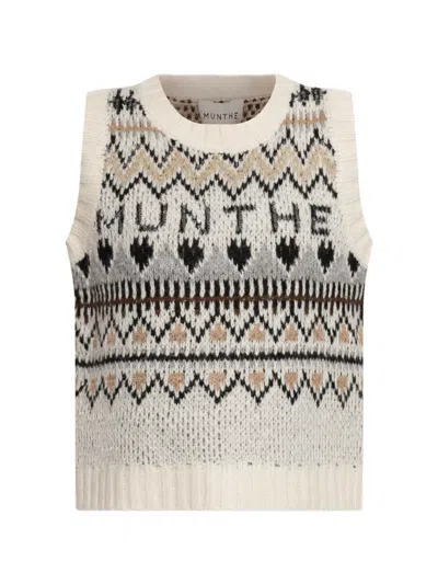 Munthe Vitalism Round-neck Knit Tank Top In White