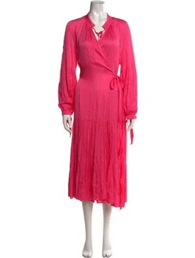Pre-owned Munthe V-neck Midi Length Dress In Pink
