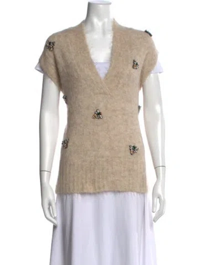 Pre-owned Munthe V-neck Short Sleeve Top In Neutrals