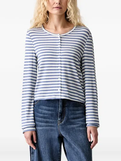 Munthe Voelia Striped Button-up Top In Blue