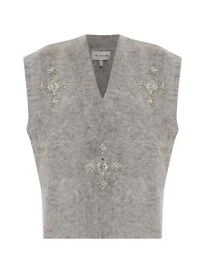 Munthe Vurulia Crystal-embellished Vest In Gray