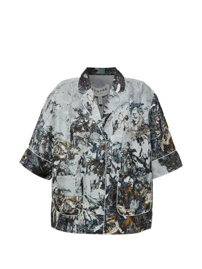 Munthe Vushi Printed Silk Shirt In Gray