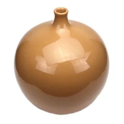 Murano Art Collection 1 Piece Claudia Ceramic 9.5'' Indoor Ceramic Table Vase In Taupe