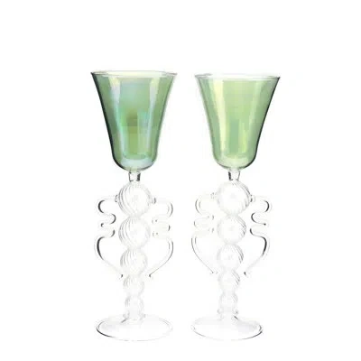 Murano Art Collection 2 - Piece 10oz. Glass All Purpose Wine Glas Stemware Set In Pink