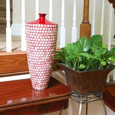 Murano Art Collection Aurora Ceramic Vase In Red