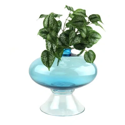 Murano Art Collection Aurora Handmade Glass Table Vase In Aqua
