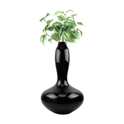 Murano Art Collection Barchetta Handmade Ceramic Floor Vase In Black