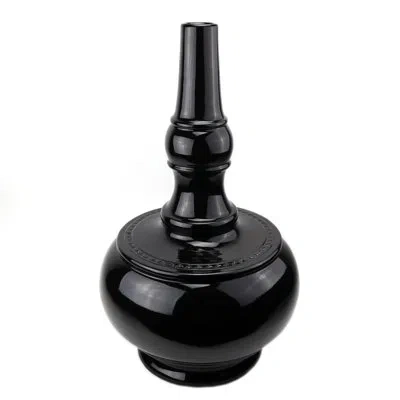 Murano Art Collection Barghile Ceramic Vase In Black