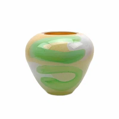 Murano Art Collection Capri Yellow/green/opal 10.5'' Glass Table Vase In Green;yellow;opal