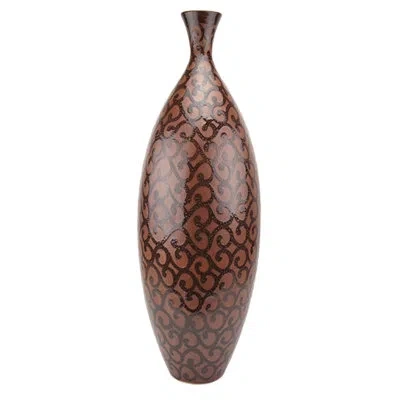Murano Art Collection Castello Ceramic Vase In Chocolate Brown