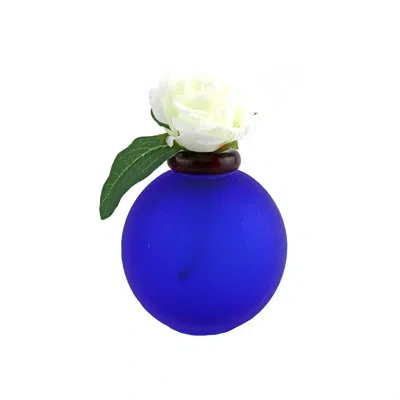 Murano Art Collection Cipola European Art Glass Vase Blue