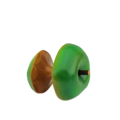 Murano Art Collection Decorative Hand Painted Natural Wooden Apple In Green
