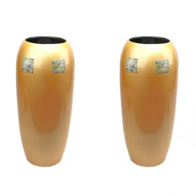 Murano Art Collection Eclipse Ceramic Vase Pair In Yellow