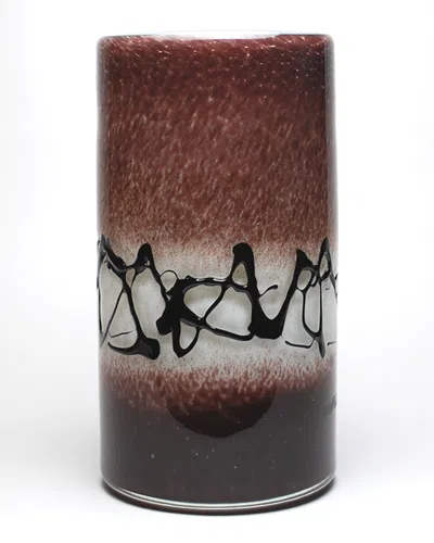 Murano Art Collection European Art Glass Maribel Vase In Brown