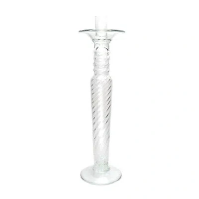 Murano Art Collection Firenze 21" Glass Tabletop Candlestick In Clear