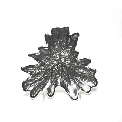 Murano Art Collection Foglia Grape Leaf Tray In Ice Gray