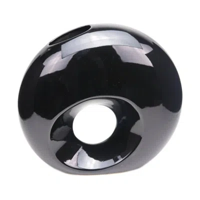 Murano Art Collection Global Ceramic Table Vase In Black