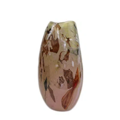 Murano Art Collection Handmade Glass Table Vase In Brown,black,beige