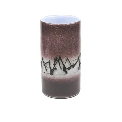 Murano Art Collection Handmade Glass Table Vase In Brown;white