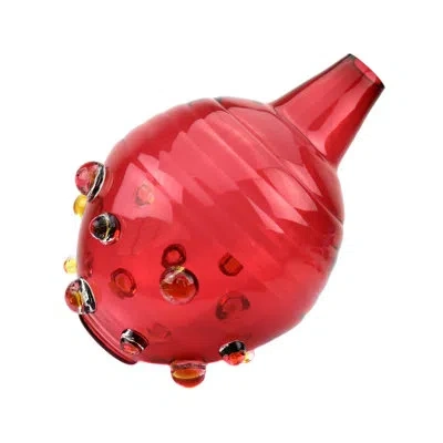 Murano Art Collection Handmade Glass Table Vase In Ruby