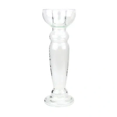 Murano Art Collection Impero 15.75" Glass Floor Candlestick In Clear