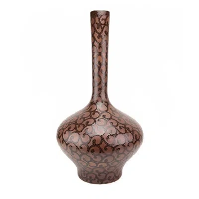 Murano Art Collection Isabella Brown 22'' Ceramic Table Vase
