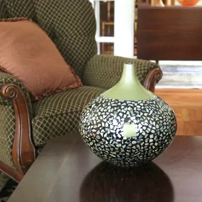 Murano Art Collection Lifestyle Ceramic Collection Sage Green 12.5'' Ceramic Table Vase