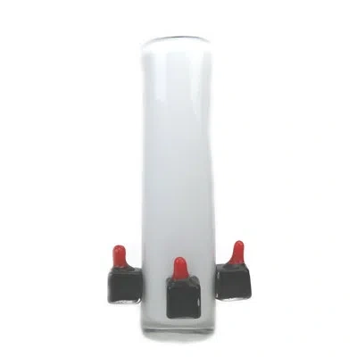 Murano Art Collection Mercury Vase White/black/red In Black;white;red