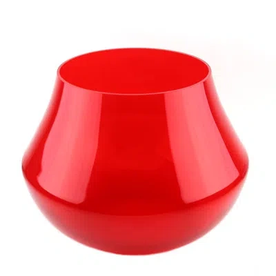 Murano Art Collection Minimes Handmade Glass Table Vase In Red