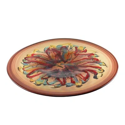 Murano Art Collection Murano Glass Allegria Centerpiece Plate In Brown