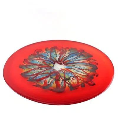 Murano Art Collection Murano Glass Colorado Centerpiece Plate In Red