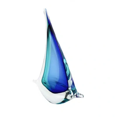Murano Art Collection Murano Glass Design Sailboat In Aqua Blue