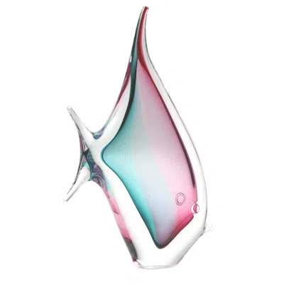 Murano Art Collection Murano Glass Design Tropical Fish In Aqua,ruby