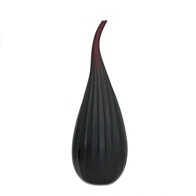 Murano Art Collection Murano Glass Stripe Vase In Black