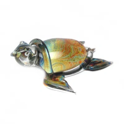 Murano Art Collection Murano Glass Turtle Figurine Calcedonia In Yellow
