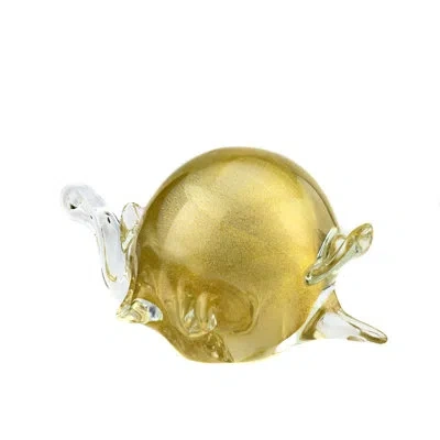 Murano Art Collection Murano Glass Turtle In Gold;clear