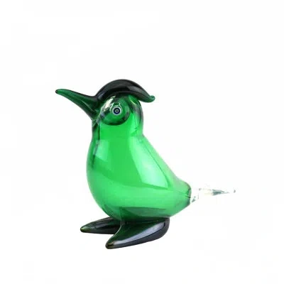 Murano Art Collection Murano Glass Woodpecker Green