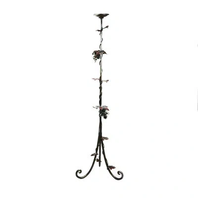 Murano Art Collection New Bordeaux Wrought And Glass Candleholder
