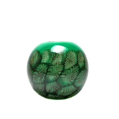 Murano Art Collection Papillion Vase In Green;gray