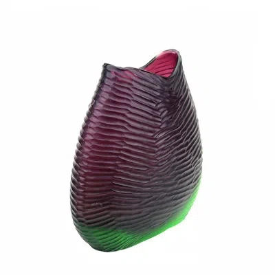 Murano Art Collection Rhapsody Purple/green 10.5'' Glass Table Vase In Green;purple