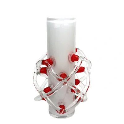 Murano Art Collection Saturn Vase In White,red