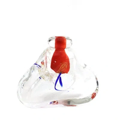 Murano Art Collection Toulouse European Art Glass Vase Orange In Orange;clear