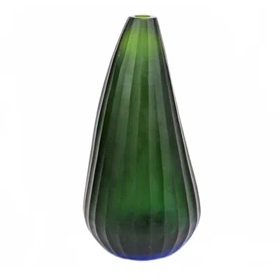 Murano Art Collection Twist Green/blue Glass Table Vase In Blue;green
