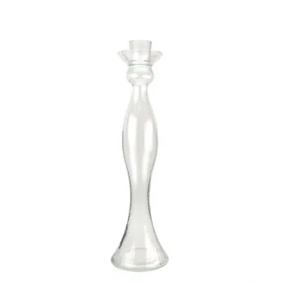 Murano Art Collection Venezia 24.75" Glass Floor Candlestick In Clear