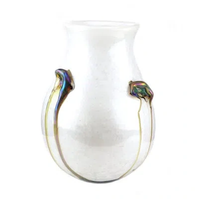 Murano Art Collection Versailles Vase Opal In White;amber