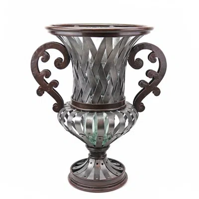 Murano Art Collection Victorian Garden Wrought Iron Urn In Gray