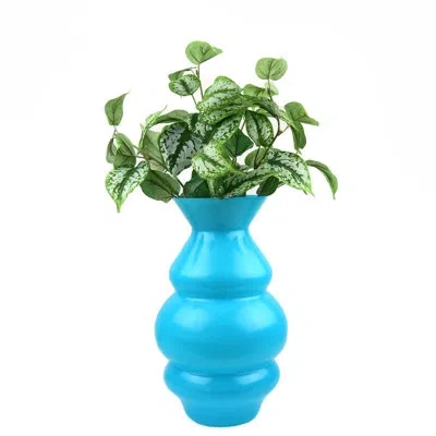 Murano Art Collection Wave Aqua Blue 16'' Glass Table Vase