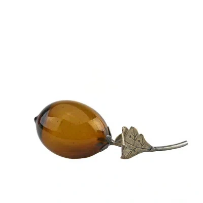 Murano Art Collection Wrought Iron And Amber Glass Lemon