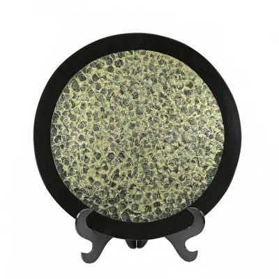 Murano Art Collection Zanzibar Laquer Centerpiece Plate With Stand In Gray;gold