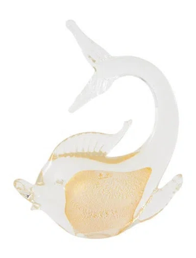Pre-owned Murano Glass Angel Fish Figurine In Metallic